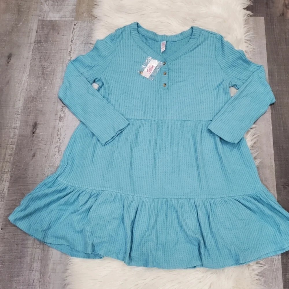 Justice bluesleeve tiered blue Long Sleeve dress